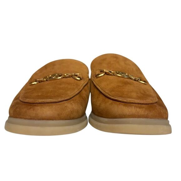 Sam Edelman Kira Bit Brown Leather Suede Mule Loafers with Gold Accent 9.5M - Picture 2 of 10
